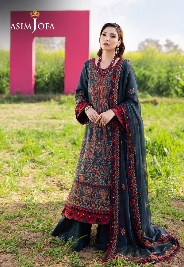 3PC DHANAK EMBROIDERED SHIRT WITH CHAFOONEMBROIDERED DUPATA AND TROUSER - 677