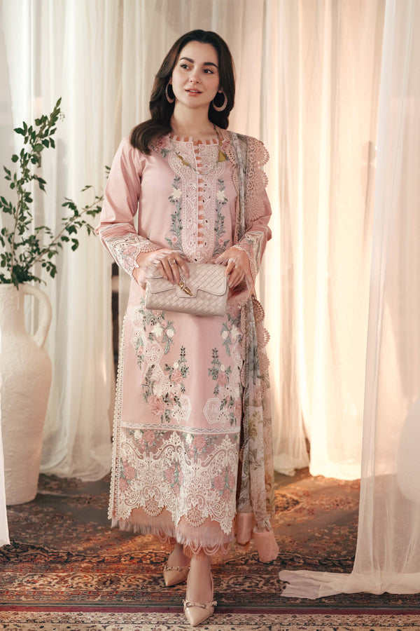 3PC Lawn EMBROIDERED SHIRT WITHPRINTED DUPATTAAND TROUSER 501