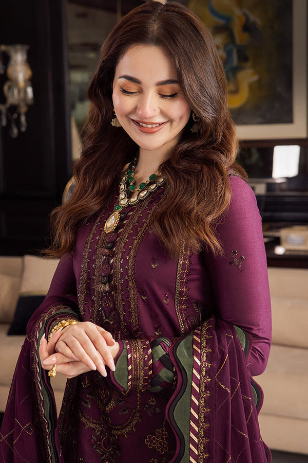 DHANAK 3PC Embroidered With Chiffon Embroidered Dupatta 668
