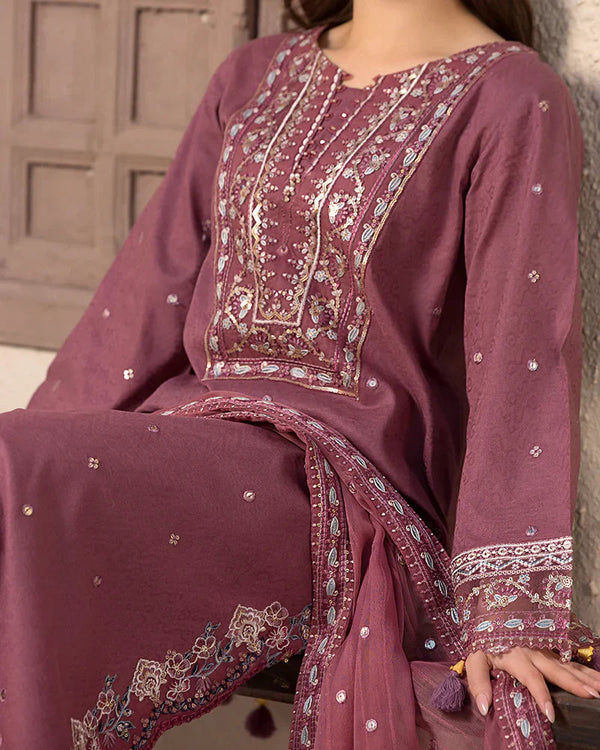 Lawn-3PC Embroidered Shirt with Chiffon Embroidered Dupatta 1321