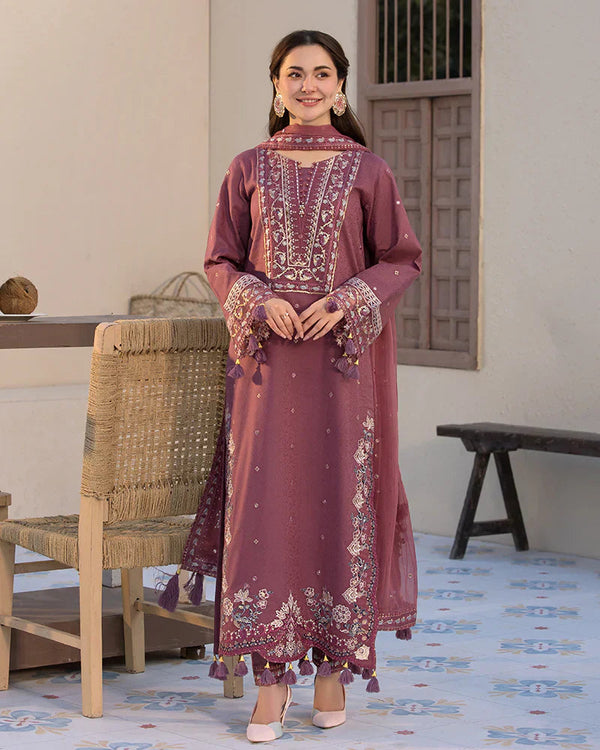 Lawn-3PC Embroidered Shirt with Chiffon Embroidered Dupatta 1321