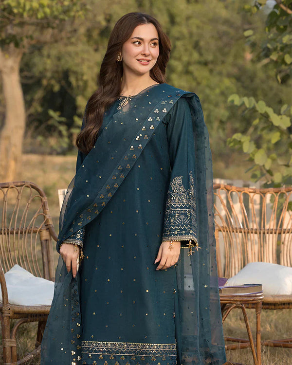 Lawn-3PC Embroidered Shirt with Organza Embroidered Dupatta 1350