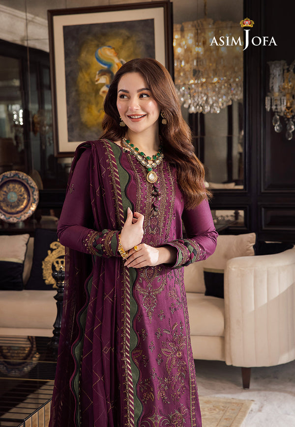DHANAK 3PC Embroidered With Chiffon Embroidered Dupatta 668