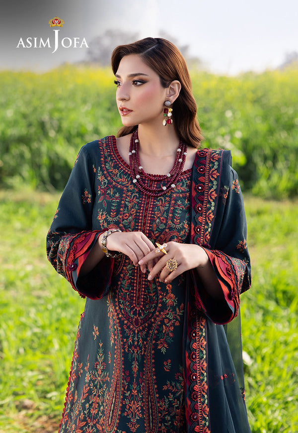 3PC DHANAK EMBROIDERED SHIRT WITH CHAFOONEMBROIDERED DUPATA AND TROUSER - 677