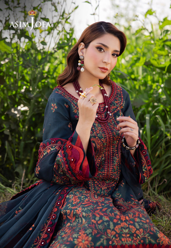 3PC DHANAK EMBROIDERED SHIRT WITH CHAFOONEMBROIDERED DUPATA AND TROUSER - 677