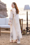 WHITE 3PC LAWN EMBROIDERED SHIRT WITH ORGANZA CUTWORK EMBROIDERED DUPATTA AND TROUSER 455