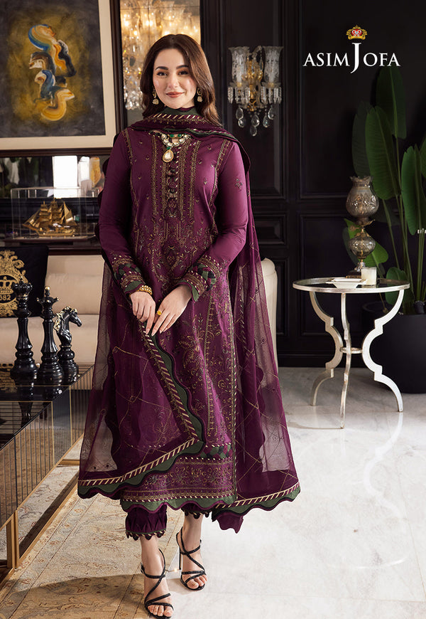 DHANAK 3PC Embroidered With Chiffon Embroidered Dupatta 668