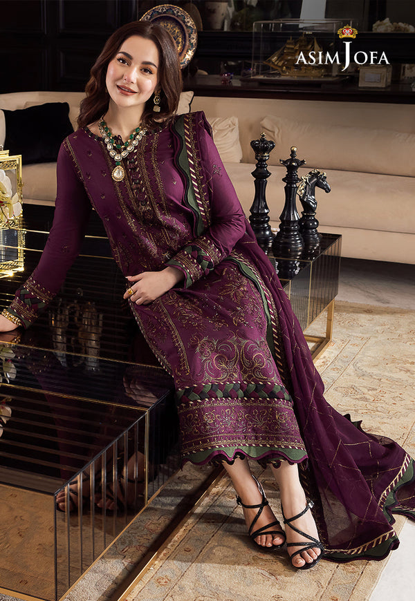 DHANAK 3PC Embroidered With Chiffon Embroidered Dupatta 668