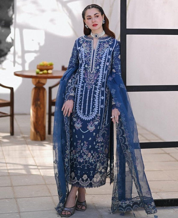 3 Piece Embroidered Lawn Shirt with Embroidered Organza Dupatta 2545